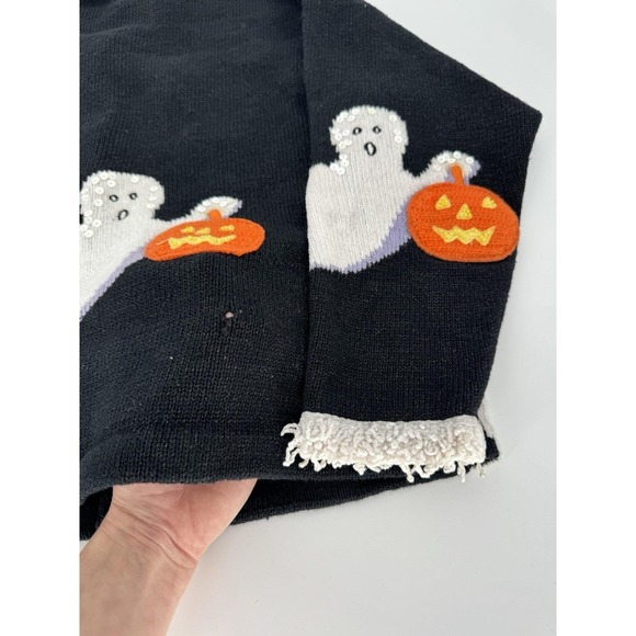 Vintage Halloween Cardigan Women's Large Ghost Ugly Sweater Grandma Janes Closet - Picture 9 of 9